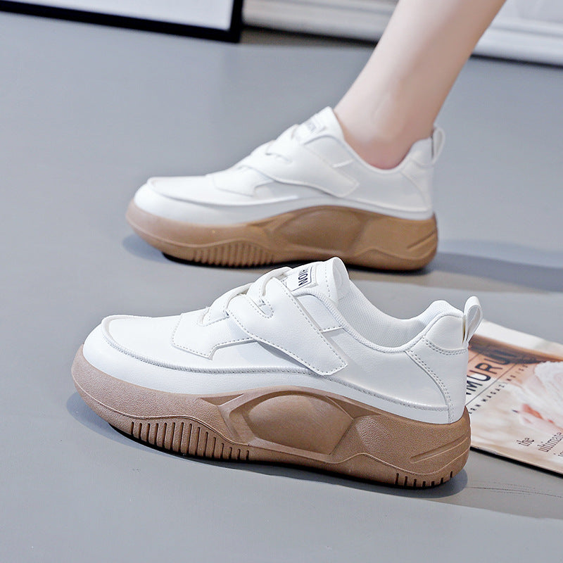 Wholesale 2023 Casual Thick Sole Increased Synthetic Leather Flat Casual Shoes